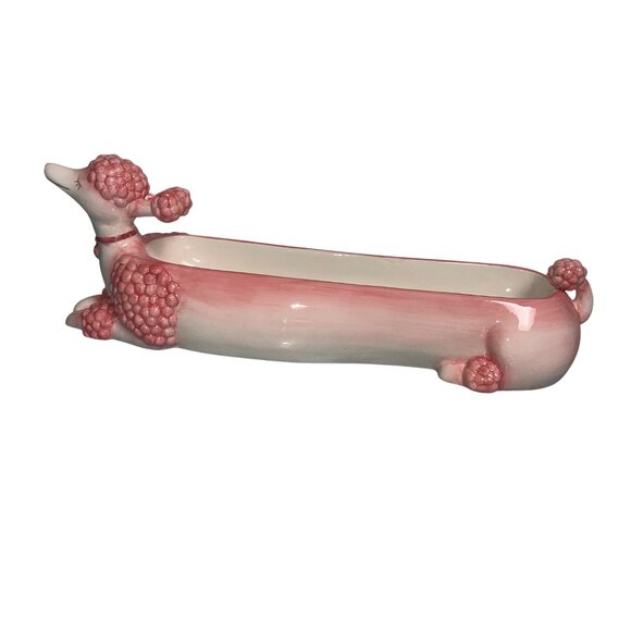 Vigour Giftland Poodle Dish Pink Hand Painted Ceramic Collectible - Picture 2 of 10